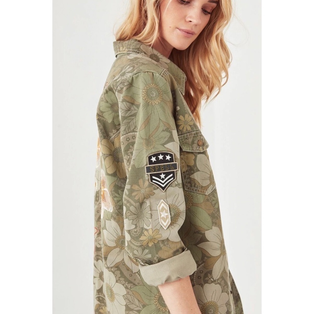 NWT Spell & The Gypsy Eden Camo Embroidered floral Patches Jacket S - Picture 15 of 16